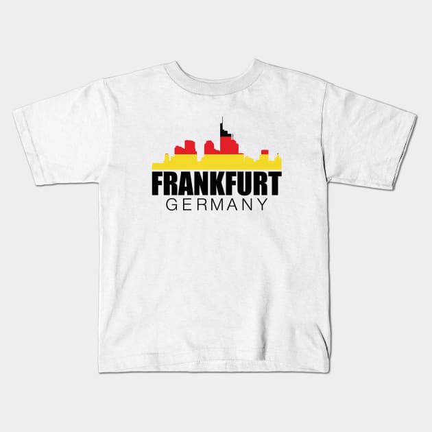 Skyline Frankfurt Germany Flag Kids T-Shirt by mstory